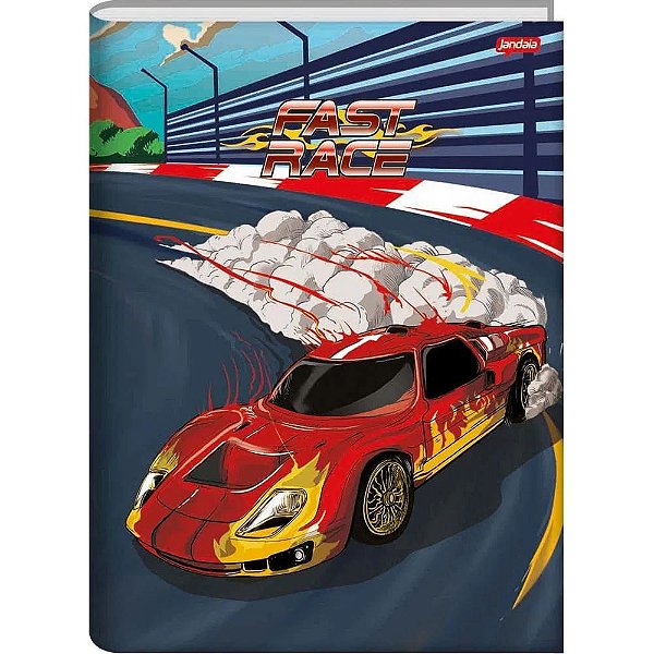 Caderno Brochura Capa Dura Fast Race Jandaia 80 Folhas - Capas Sortidas