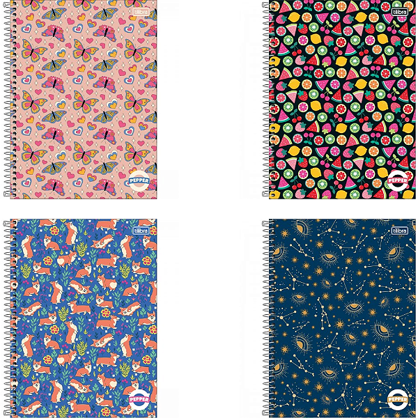 Caderno Capa Dura Universitário Pepper Tilibra 20 Materias 320 Folhas - Capas Sortidas