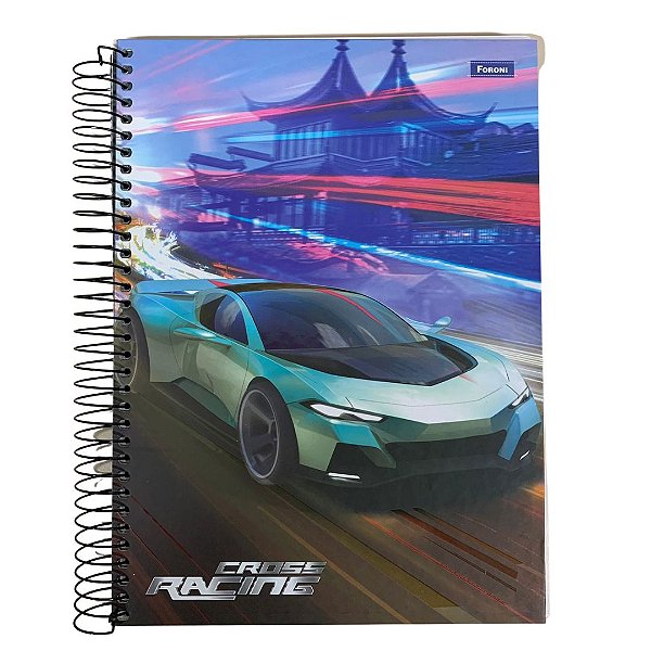 Caderno Capa Dura Universitário Cross Racing Foroni 10 Materias 160 Folhas - Capas Sortidas