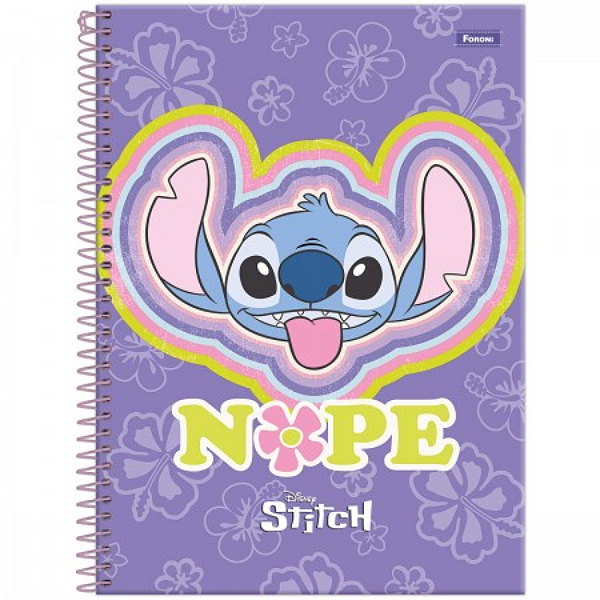 Caderno Capa Dura Universitário Stitch Foroni 1 Materia 80 Folhas - Capas Sortidas