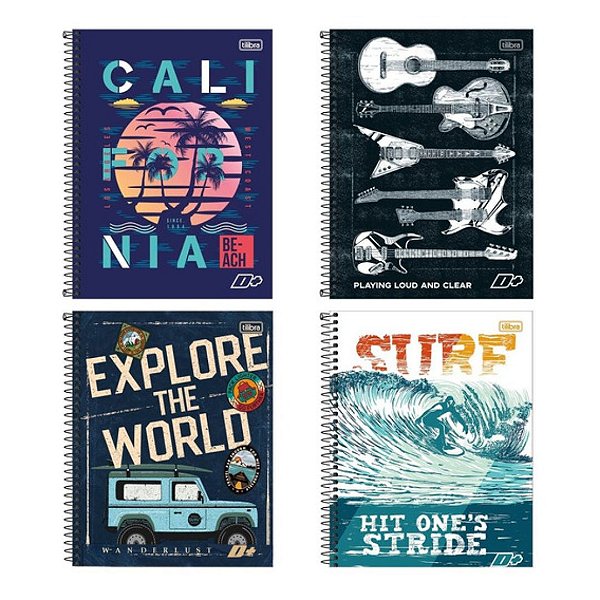 Caderno Capa Dura Universitário Tilibra D+ Masculino 16 matérias Capas Sortidas
