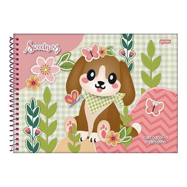 Caderno de Desenho e Cartografia Sweetness Jandaia 80 Folhas Sortidos