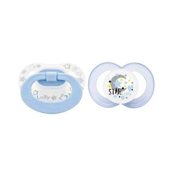 Kit Chupeta Dia e Noite Lolly Star Azul +6meses