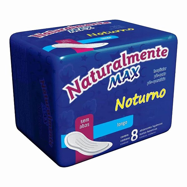Absorvente Sem Abas Noturno Naturalmente Max com 8 Unidades
