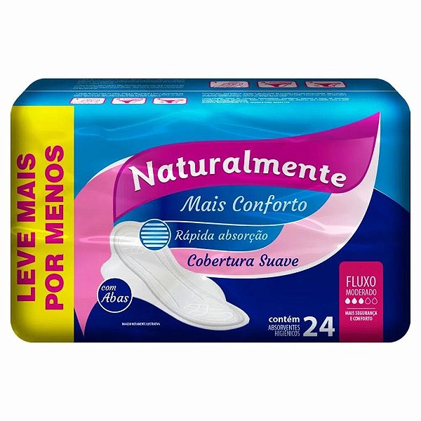 Absorvente Naturalmente Mais Conforto Com Abas Leve Mais Por Menos 24 Unidades