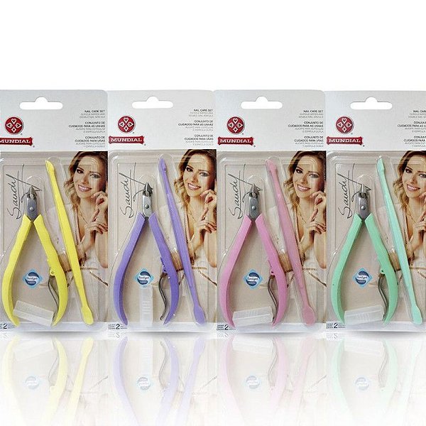Kit Alicate Para Unhas + Espátula Para Cutículas Sandy Cores Sortidas