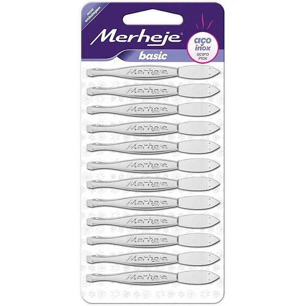 Pinça Depilatória Merheje Basic 12 Unidades Aço Inox