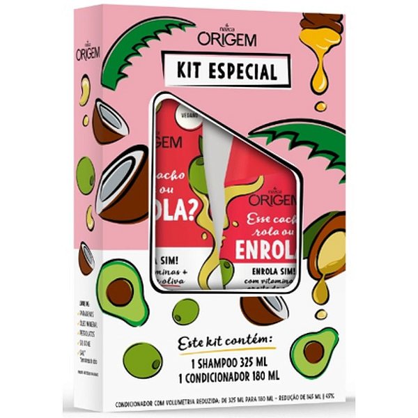 Kit Shampoo 325ml + Condicionador 180ml Nazca Origem Enrola