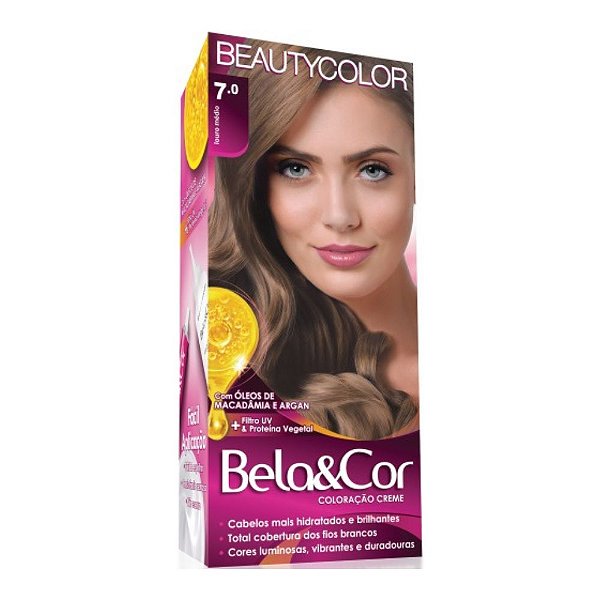 Coloração Creme  Bela&Cor 7.0 Louro Medio