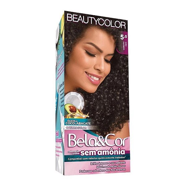 Coloração Sem Amônia Bela&Cor 5.0 Castanho Claro