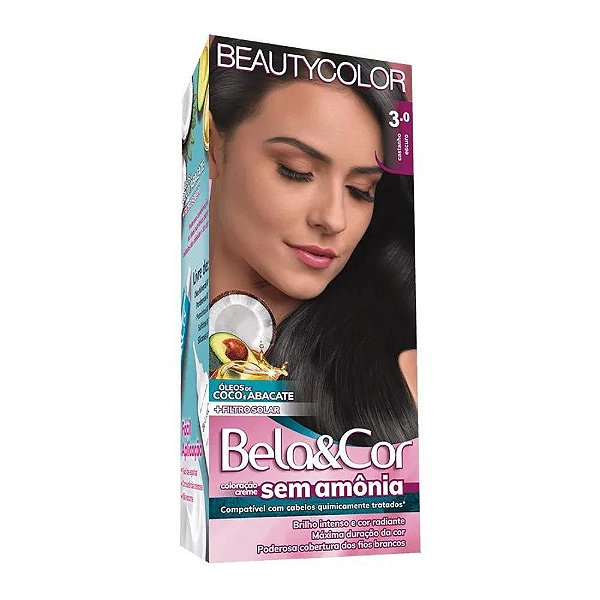 Coloração Sem Amônia Bela&Cor 3.0 Castanho Escuro