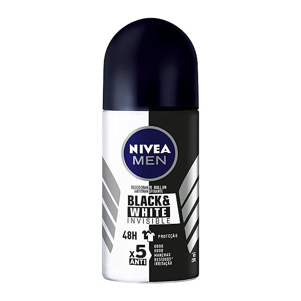 Desodorante Nivea Roll On Invisible For Men Black e White 50ml