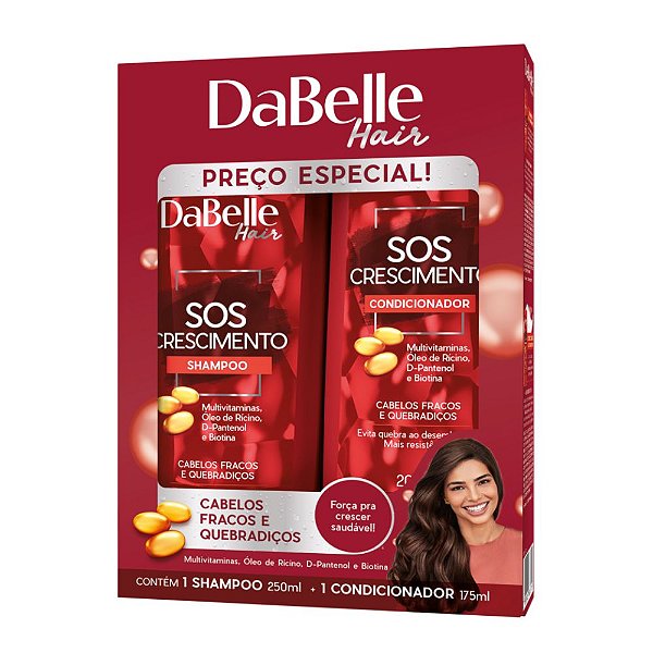 Kit Shampoo 250 ml + Condicionador 175 ml Dabelle Hair SOS Crescimento