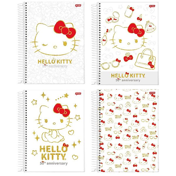 Caderno Universitário Hello Kitty 50TH 10 Matérias Jandaia Sortido