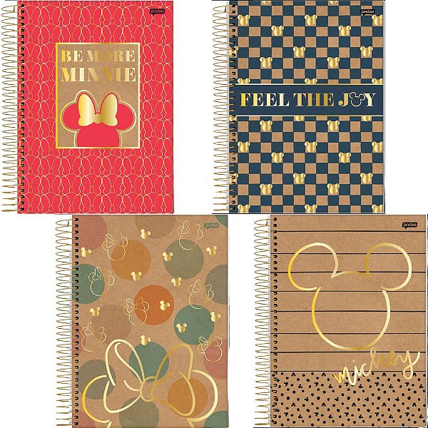 Caderno Universitário Mickey e Minnie Arts Kraft 10 Matérias 160 Folhas Jandaia Sortido
