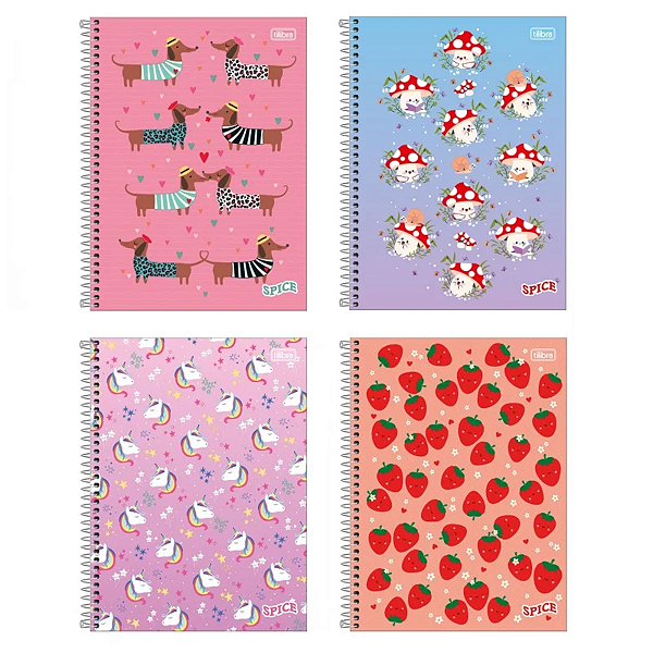 Caderno Universitário 12 Matérias Spice Feminino 192 Folhas Tilibra Sortido