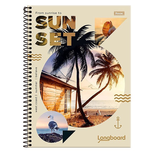 Caderno Universitário Longboard 10 Matérias Foroni Sortido