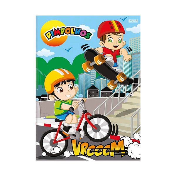 Caderno Brochura Universitário Capa Flexível Pimpolhos Masculino 80 Folhas São Domingos