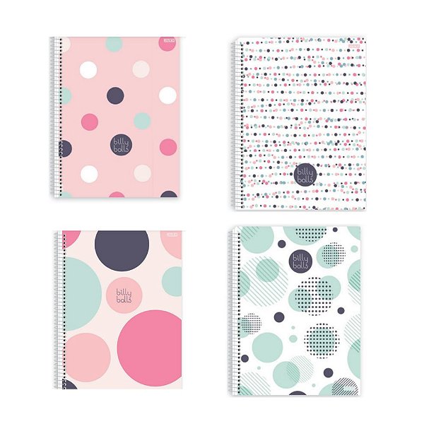 Caderno Universitário Billy Balls 10 Matérias São Domingos 160 Folhas Sortido