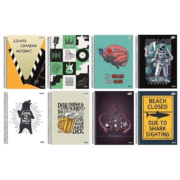 Caderno Universitário KBOM 10 Matérias Masculino 200 Folhas São Domingos Sortido