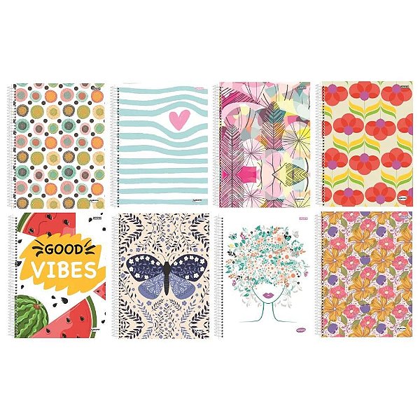 Caderno Universitário KBOM 12 Matéria Feminino 240 Folhas São Domingos Sortido