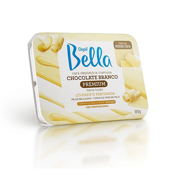 Cera Depilatória Cremosa em Barra Depil Bella Chocolate Branco 800g
