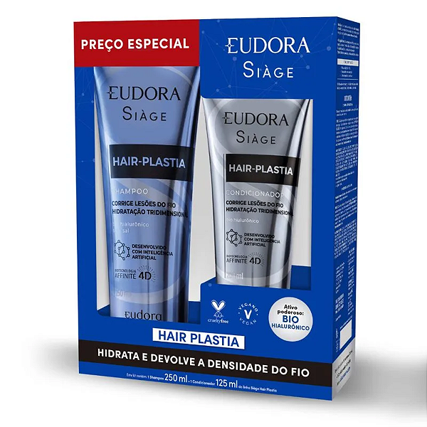 Kit Eudora Siàge Hair-Plastia Shampoo 250ml e Condicionador 125ml