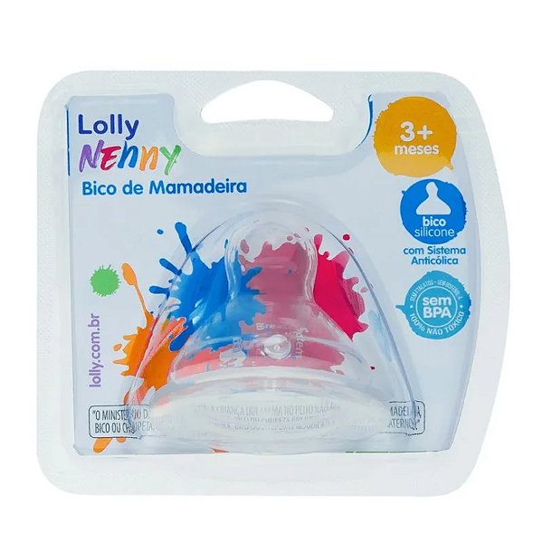 Bico Achatado De Mamadeira Lolly Nenny 3+ Meses Silicone Big 0068-01