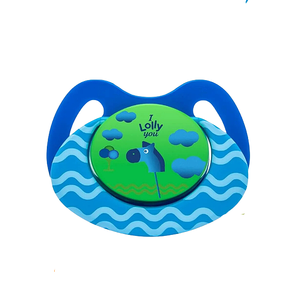 Chupeta Lolly Nenny Tamanho 2 Silicone Bico Ortodôntico Azul 6+ Meses 4915-01