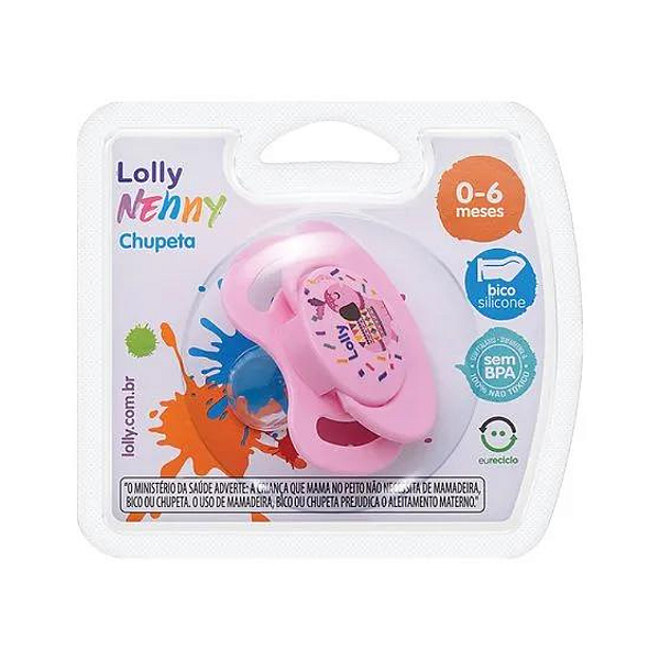 Chupeta Lolly Tamanho 1 Silicone Bico Ortodôntico Rosa 0-6 Meses 4014-01