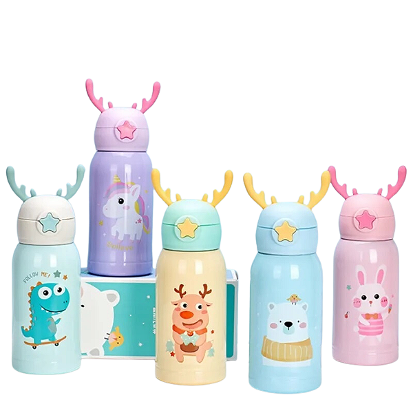 Garrafa Térmica Infantil Mbaby 500ml Com Alça E Bolsa De Armazenamento com Canudo