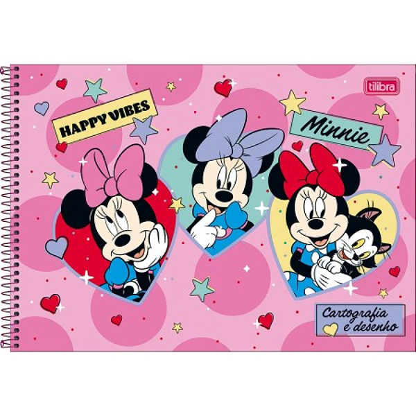 Caderno Tilibra de Cartografia e Desenho Espiral Capa Dura Minnie 80 Folhas SORTIDO