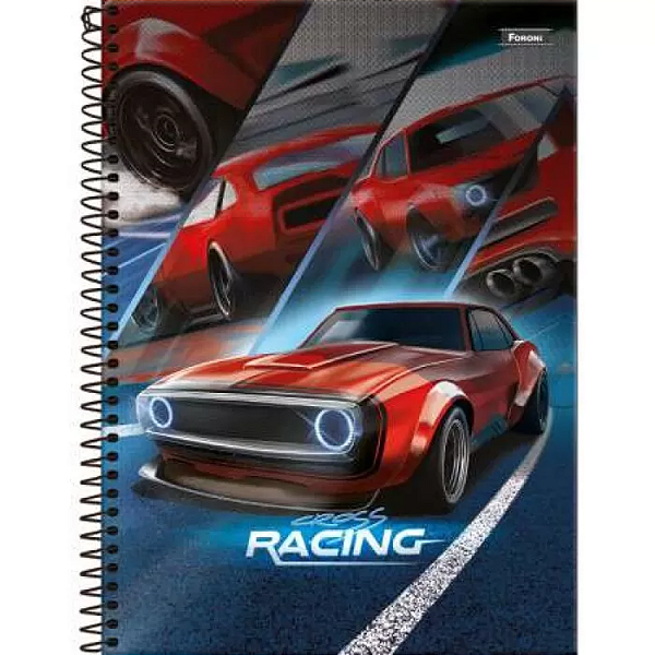Caderno Capa Dura Universitário Cross Racing Foroni 15 Materias 240 Folhas  Capas Sortidas