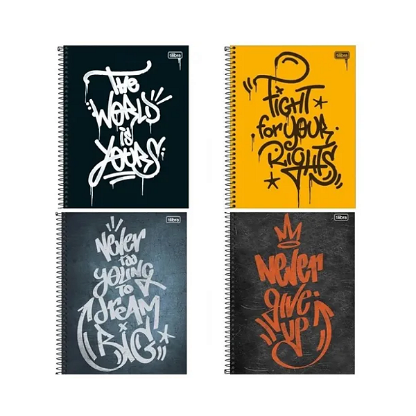 Caderno Tilibra Graffiti Universitário 16 Matérias 256 Folhas - Capas Sortidas