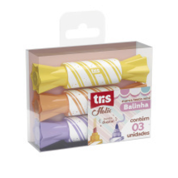 Mini Marca Texto Balinha Holic Tris kit com 3 Cores