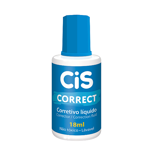 Corretivo Líquido CIS Correct 18ml à Base de Água com Pincel.