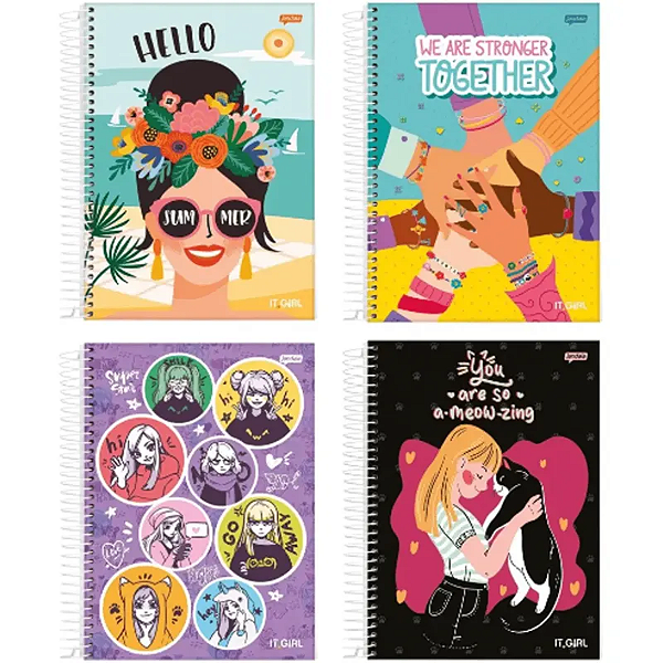Caderno Universitário It Girl 10 Matérias 200 Folhas Jandaia Sortidos