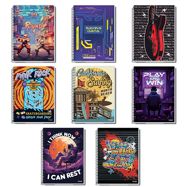 Caderno Universitário Capa Dura Espiral 10 Materias  160 Folhas My Collection Masculino Credeal Capas Sortidas.