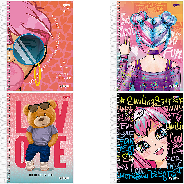 Caderno Universitário It Girl 12 Matérias 240 Folhas Jandaia Sortidos