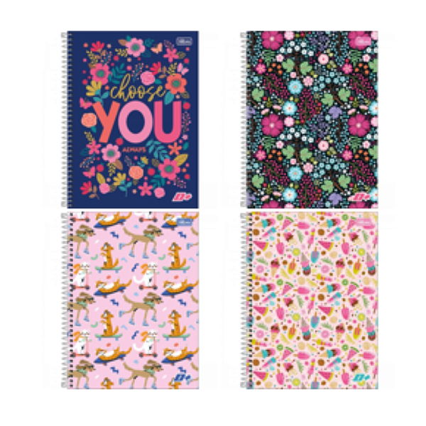 Caderno Tilibra D+ Feminino Universitário 12 Matérias Feminino 240 Folhas - Capas Sortidas