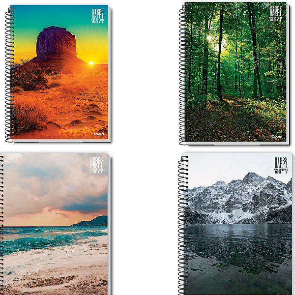 Caderno Universitário Capa Dura Espiral 20 Materias  400 Folhas Happy Adventure Credeal Capas Sortidas.