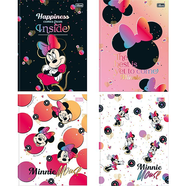Caderno Brochura Universitário Tilibra Minnie 80 Folhas Capa Dura Sortidas