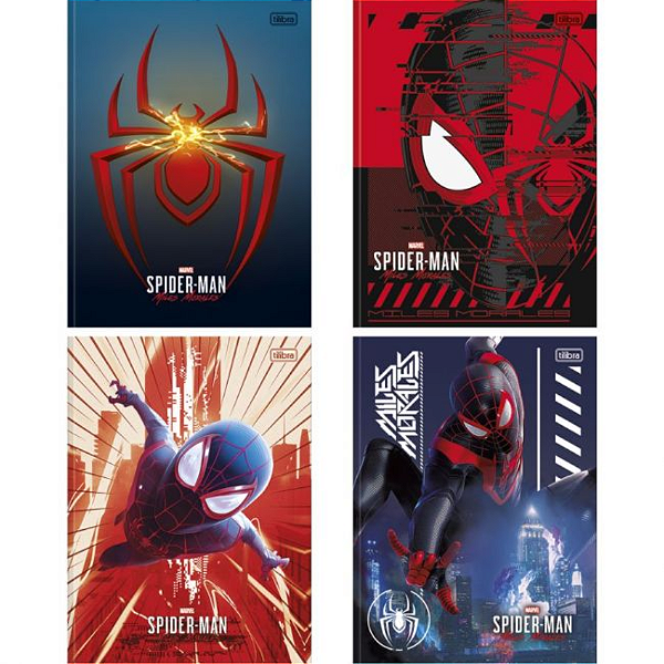 Caderno Brochura Universitário Tilibra Spider Games 80 Folhas Capa Dura Sortidas