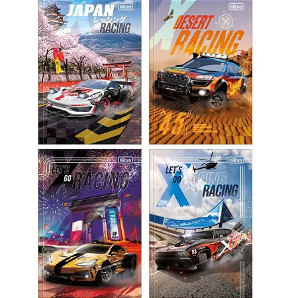 Caderno Brochura Universitário Capa Dura X-Racing 80 folhas