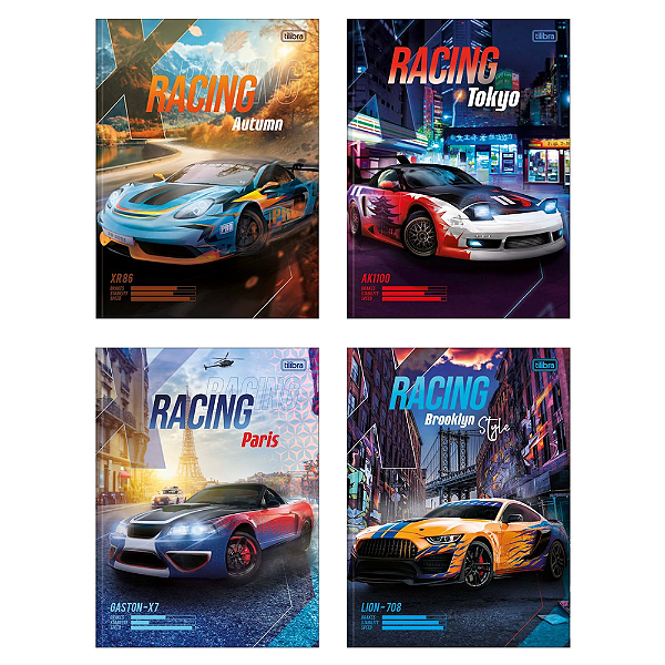 Caderno Brochura Universitário Capa Dura X-Racing 80 folhas