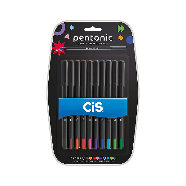 Kit de Canetas Esferográficas Cis Pentonic 10 cores