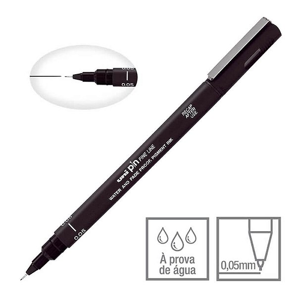 Caneta Técnica Nanquim Uni Pin Fine Line Preta Ponta 0.05