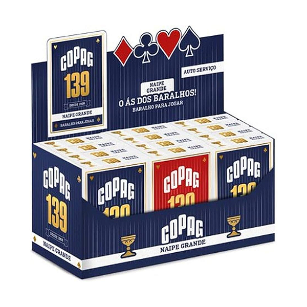 Baralho 139 Naipe Grande Azul/Vermelho Caixa com 12 Copag