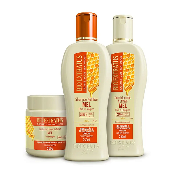 Kit Mel 250ml Bioextratus - Shampoo + Condicionador + Máscara