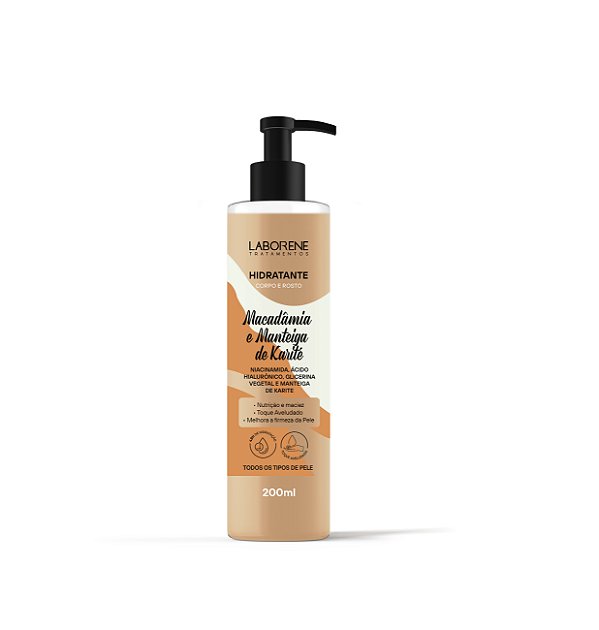Hidratante Corpo e Rosto Macadâmia e Manteiga de Karité 200ml Laborene.